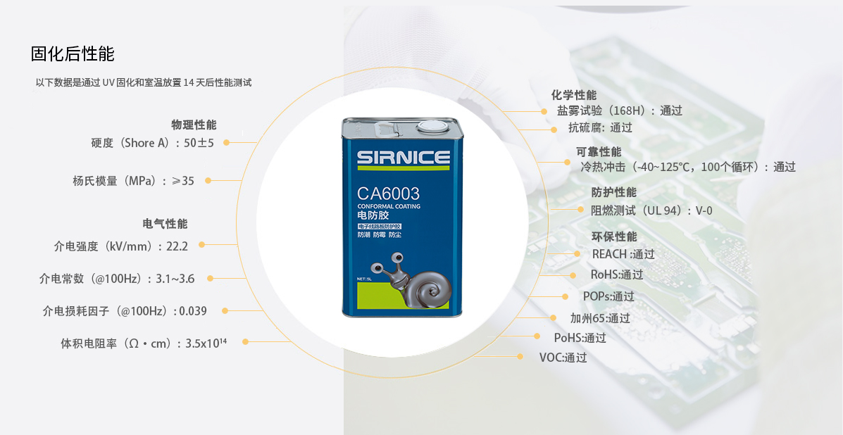 聚氨酯電防膠CA6003固化后性能參數